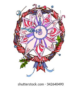 Christmas and New Year Star Clock decoration 