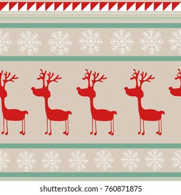 Christmas New Year sweater with deer and snowflakes seamless pattern