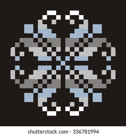 Christmas new year sweater design. Nordic snowflake ornament scandinavian pattern for knit and embroidery, stock vector. Geometric ethnic spokes knitwear pattern, winter background, card.