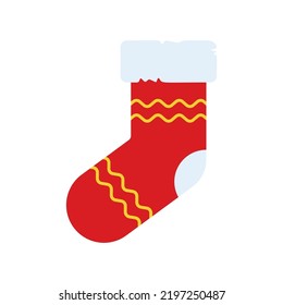 Christmas and New Year symbol icon. Gingerbread man, Santa Claus, deer, candy, gift, ball Christmas tree, mistletoe, stockings etc. Merry Christmas. Vector illustration sock 