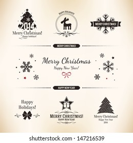 Christmas and New Year symbols for designs postcard, invitation, poster and others