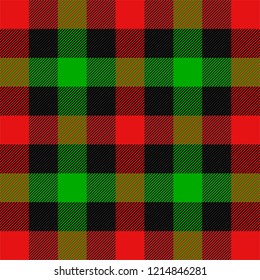 Christmas and new year tartan plaid. Scottish pattern in black and green cage. Scottish cage. Traditional Scottish checkered background. Seamless fabric texture. Vector illustration