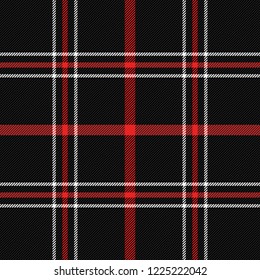 Christmas and new year tartan plaid. Scottish pattern in black and red cage. Scottish cage. Traditional Scottish checkered background. Seamless fabric texture. Vector illustration