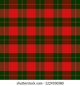 Christmas and new year tartan plaid. Scottish pattern in green and red cage. Scottish cage. Traditional Scottish checkered background. Seamless fabric texture. Vector illustration