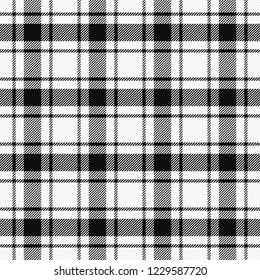 Christmas and new year tartan plaid. Scottish pattern in black and white cage. Scottish cage. Traditional Scottish checkered background. Seamless fabric texture. Vector illustration