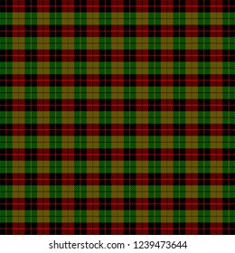 Christmas and new year tartan plaid. Scottish pattern in black, red and green cage. Scottish cage. Traditional Scottish checkered background. Seamless fabric texture. Vector illustration