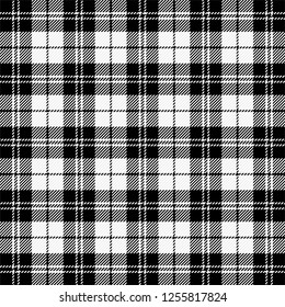 Christmas and new year tartan plaid. Scottish pattern in black and white cage. Scottish cage. Traditional Scottish checkered background. Seamless fabric texture. Vector illustration