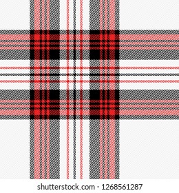Christmas and new year tartan plaid. Scottish pattern in black, red and white cage. Scottish cage. Traditional Scottish checkered background. Seamless fabric texture. Vector illustration
