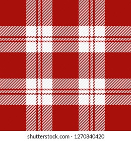 Christmas and new year tartan plaid. Scottish pattern in  red and white cage. Scottish cage. Traditional Scottish checkered background. Fabric texture. Vector illustration