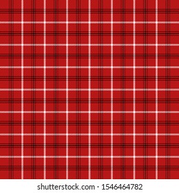 Christmas and new year tartan plaid. Scottish pattern in black, red and white cage. Scottish cage. Traditional Scottish checkered background. Seamless fabric texture. Vector illustration
