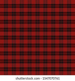 Christmas and new year tartan plaid. Scottish pattern in black and red cage. Scottish cage. Traditional Scottish checkered background. Seamless fabric texture. Vector illustration