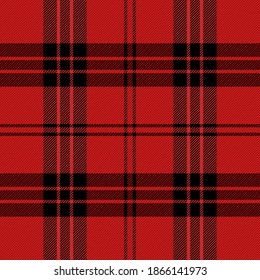 Christmas and new year tartan plaid. Scottish pattern in black and red cage. Scottish cage. Traditional Scottish checkered background. Seamless fabric texture. Vector illustration