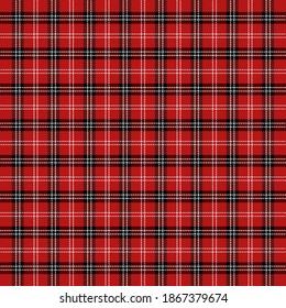 Christmas and new year tartan plaid. Scottish pattern in black, red and white cage. Scottish cage. Traditional Scottish checkered background. Seamless fabric texture. Vector illustration