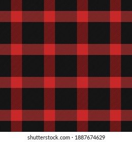 Christmas and new year tartan plaid. Scottish pattern in red and black cage. Scottish cage. Traditional Scottish checkered background. Seamless fabric texture. Vector illustration