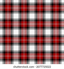 Christmas and new year tartan plaid. Scottish pattern in red, black and white cage. Scottish cage. Traditional Scottish checkered background. Seamless fabric texture. Vector illustration