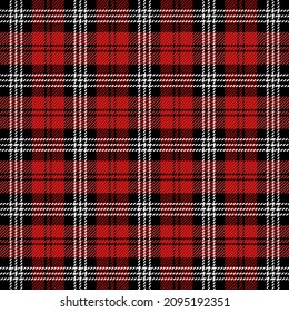 Christmas and new year tartan plaid. Scottish pattern in red, black and white cage. Scottish cage. Traditional Scottish checkered background. Seamless fabric texture. Vector illustration