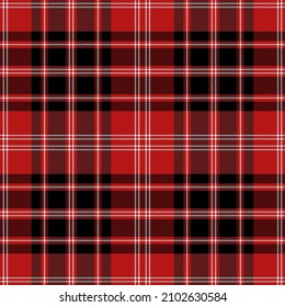 Christmas and new year tartan plaid. Scottish pattern in red, black and white cage. Scottish cage. Traditional Scottish checkered background. Seamless fabric texture. Vector illustration