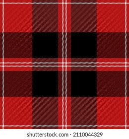 Christmas and new year tartan plaid. Scottish pattern in red, black and white cage. Scottish cage. Traditional Scottish checkered background. Seamless fabric texture. Vector illustration