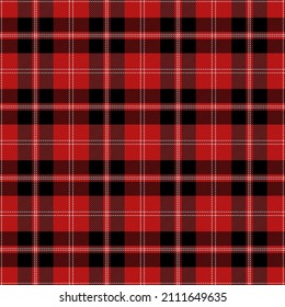 Christmas and new year tartan plaid. Scottish pattern in red, black and white cage. Scottish cage. Traditional Scottish checkered background. Seamless fabric texture. Vector illustration