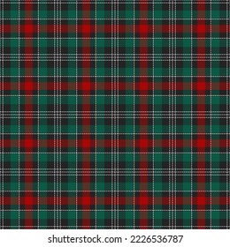 Christmas and new year tartan plaid. Scottish pattern in red, green, black and white cage. Scottish cage. Traditional Scottish checkered background. Seamless fabric texture. Vector illustration