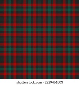 Christmas and new year tartan plaid. Scottish pattern in red, black and green cage. Scottish cage. Traditional Scottish checkered background. Seamless fabric texture. Vector illustration