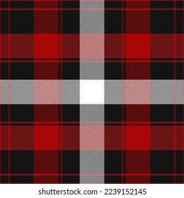 Christmas and new year tartan plaid. Scottish pattern in red, black and white cage. Scottish cage. Traditional Scottish checkered background. Seamless fabric texture. Vector illustration