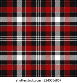 Christmas and new year tartan plaid. Scottish pattern in red, black and white cage. Scottish cage. Traditional Scottish checkered background. Seamless fabric texture. Vector illustration