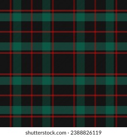 Christmas and new year tartan plaid. Scottish pattern in red, black and green cage. Scottish cage. Traditional Scottish checkered background. Seamless fabric texture. Vector illustration