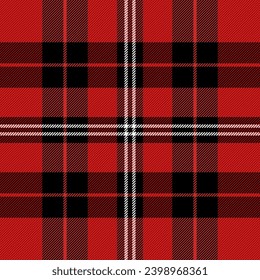 Christmas and new year tartan plaid. Scottish pattern in black and white cage. Scottish cage. Traditional Scottish checkered background. Seamless fabric texture. Vector illustration