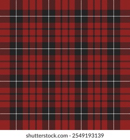 Christmas and new year tartan plaid. Scottish pattern in black, red and yellow cage. Scottish cage. Traditional Scottish checkered background. Seamless fabric texture. Vector illustration