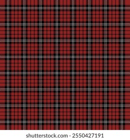 Christmas and new year tartan plaid. Scottish pattern in black, red and yellow cage. Scottish cage. Traditional Scottish checkered background. Seamless fabric texture. Vector illustration