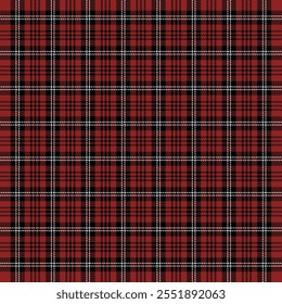 Christmas and new year tartan plaid. Scottish pattern in black, red and yellow cage. Scottish cage. Traditional Scottish checkered background. Seamless fabric texture. Vector illustration