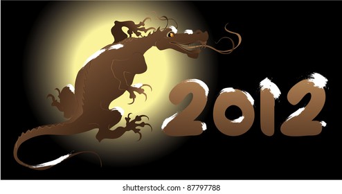 Christmas New Year (the dragon vector background)