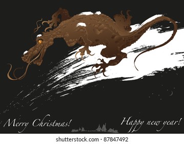 Christmas New Year (the dragon vector background)