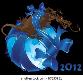 Christmas New Year (the dragon vector background)