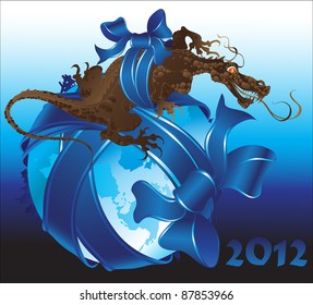 Christmas New Year (the dragon vector background)