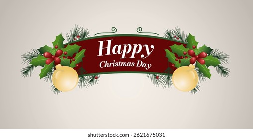 Christmas and New Year Themed Background with lamp,ribbon and pine leaves