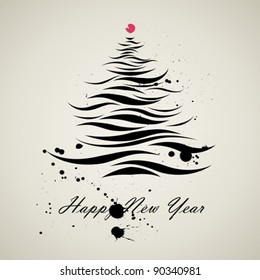 arte calligráfico de los árboles de Año Nuevo