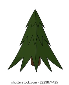 Christmas, New Year tree isolated. Hand drawn fir tree. Vector winter illustration