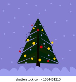christmas new year tree pine card vector