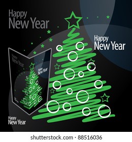 Christmas - New Year tree. Postcard. Vector illustration