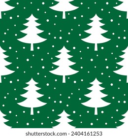 Christmas and new year tree seamless pattern. Vector illustration.