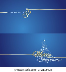 Christmas New Year tree stars blue background