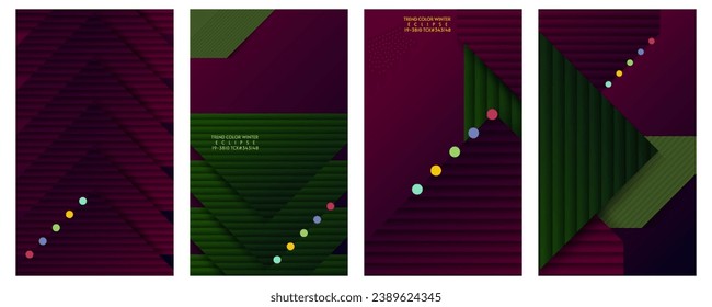 Christmas and New Year trendy dark colors winter 2023 2024. Set of smooth lines romantic gold wedding invitations on a dark background. Golden on dark banners
