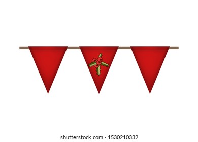 Christmas and new year. Triangle ilex garland. Red holly decoration. Vector illustration.
