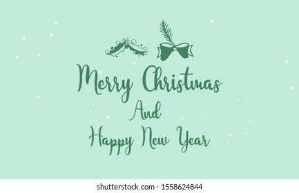 Christmas and New Year Typographical on shiny Xmas background with winter landscape with snowflakes, light, stars. Merry Christmas card. Vector Illustration