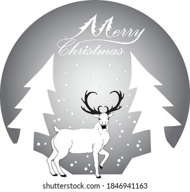 Christmas and New Year Typographical on shiny Xmas background with winter landscape with snowflakes