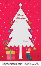 Christmas and New Year Typographical on shiny Xmas background with winter landscape with snowflakes, light, stars. Merry Christmas card