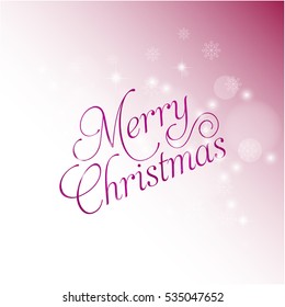 Christmas And New Year Typographical on Pink Xmas background with snowflakes, light, stars. Vector Illustration. Xmas card