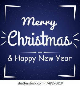 Christmas and New Year typographical on dark background. Xmas card. Vector Illustration.